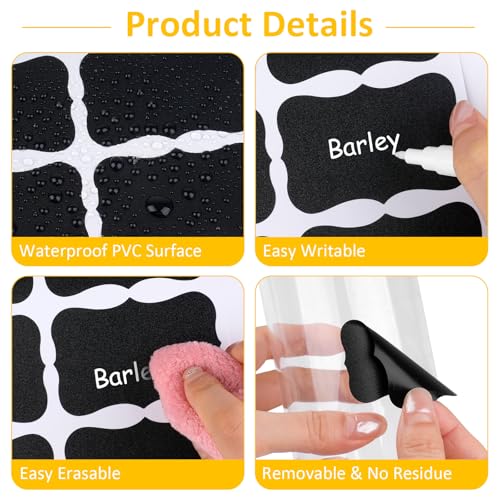 230 Pcs Labels for Jars, 2 Size Waterproof Chalkboard Labels for Food Containers, Storage Bins, Mason Jars, Reusable Blackboard Stickers with 1 Erasable Chalk Marker (Irregular Shape)