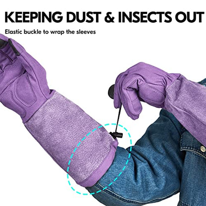 Vgo... Ladies' Synthetic Leather Extended Pig Split Leather Cuff Rose Pruning Thorn Proof Garden Gloves (Size M, Purple,SL6592W) - color: 1 Pair - Purple, size: Women's Medium