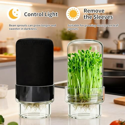 Sprouting Jar Kit, 2 Pack Wide Mouth Mason Jar Sprouting Kit with Sprout Lids, Blackout Sleeves, Drain Cover, Perfect for Home Gardeners, Health Enthusiasts & Vegan Diets - color: 2Pack+2Sleeve