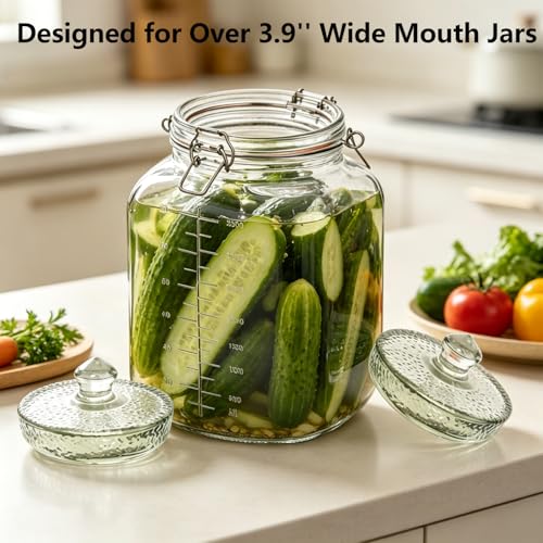 Glass Fermentation Weight with Easy Grip Handle,2 Pack Large and Heavy Fermenting Weights for 3.9inch Wide Opening Gallon Jars,Dishwasher Safe - size: Large