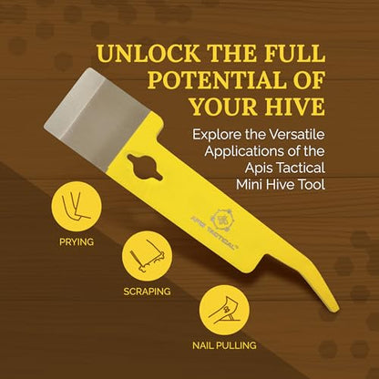 Mini Hive Tool - Flat 3mm Thick Heat Treated Stainless Steel for Durability & Strength - Beekeeper Tools for Prying, Lifting & Scraping - Beekeeping Supplies - size: Mini