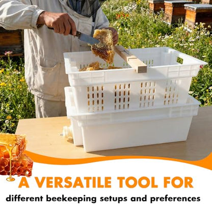 Zonon Beekeeping Uncapping Station for Honey Harvesting, Extractor, Strainer and Plastic Honey Cutting Deep Tray Shallow Tray Box Set(Double Layer, Food-Grade High-Density Pe Plastic) - style: Double Layer