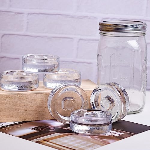 DOITOOL Fermenting Weights for Mason Jars - Glass Canning Weights with Easy Grip Handle Heavy Duty Wide Mouth Jar Lids for Pickling and Fermentation 2.75X2.75X0.98 Inch