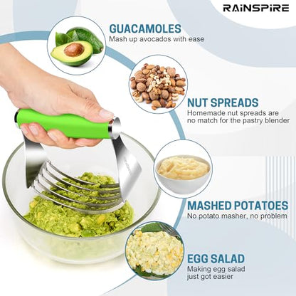 Rainspire XL Pastry Cutter For Baking, Heavy Duty Pastry Blender Stainless Steel, Thick Sharp Blades Dough Blender, Dough Cutter Butter Cutter Pastry for Easy Mixing, Dishwasher Safe (Green) - color: Green