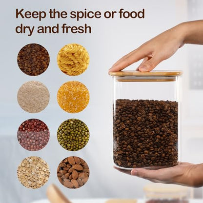 D2scrma 122oz 41oz Airtight Glass Square Storage Canister with Bamboo Lid Set of 2(3600ml*1 1200ml*1) Large Storage Container Gallon Glass Jars, for Sugar, Flour, and Coffee bean (with Black Lable) - size: 115oz*1/37oz*1