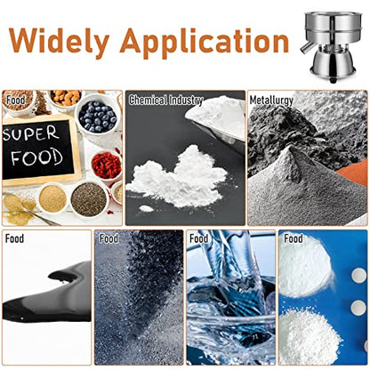 Sidasu Automatic Powder Sifter Machine 30Mesh 50Mesh Automatic Sieve Shaker Vibrating Machine 110V Stainless Steel Sieve Shaker Machine with 2 Screens, Sieve Shaker Machine for Flour Powders - size: Automatic Powder Sifter Machine(30+50 mesh)