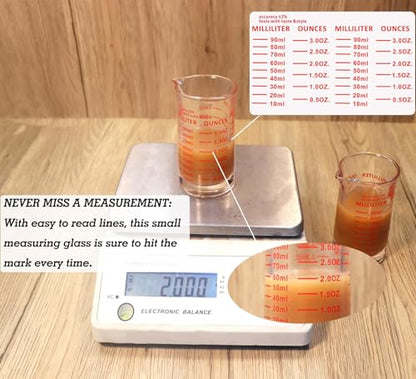 Ackers 3oz/90ml Glass Measuring Cup – Shot Glass with Double Scale-Ounce,Ml Markings for Kitchen & Bar(Pack of 2) - color: Red(Pack of 2)