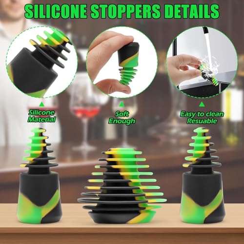 Green Piece® three Silicone Pink Cleaning plugs + stoppers Preserver Cap Airtight Bottle Plug Odor Proofing Glass, Plastic and Silicon Pieces - style: 3 Pink Plugs