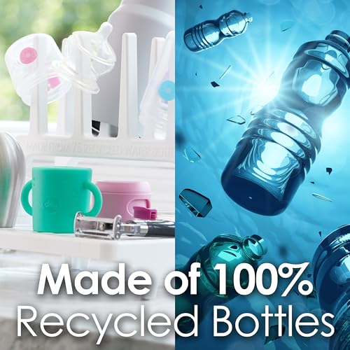 PopYum Gray Space Saving Drying Rack from 100% Recycled Bottles | Space Saving, Made from 100% Recycled Bottles, Countertop, For Baby Bottle, Plastic Bags, Cups, Glass, Tumblers, Compact - color: Gray