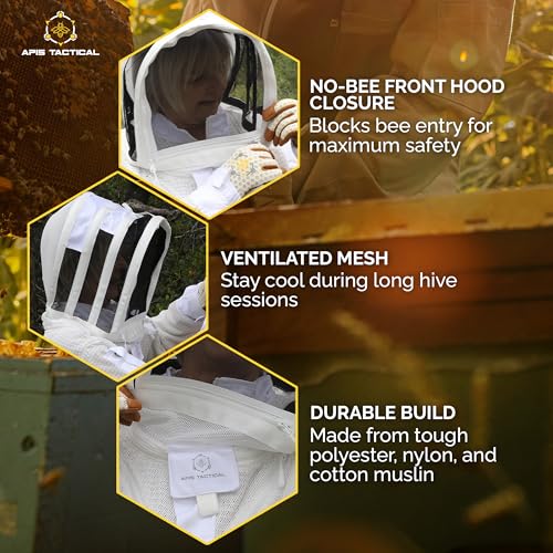 Bee Keeper Hat with Veil, Ventilated Fencing-Style Beekeeping Veil, Bee Protective Gear for Men & Women, Comfortable Mesh for Beekeeping, Beekeeping Supplies - S/M/L - size: S/M/L