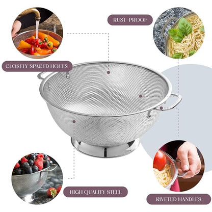 Bellemain Micro-perforated Stainless Steel Colander-Dishwasher Safe (3 QT and 5 QT) - size: 3Qrt + 5Qrt