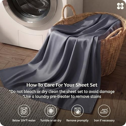 Bedsure PureWoven 100% Rayon Derived from Bamboo, Queen Sheets, 4 Pieces | Cooling Sheets for Hot Sleepers, Breathable & Silky Soft, 16" Deep Pocket, Hotel Luxury Bedding, Dark Grey - color: 01 - Dark Grey, size: Queen