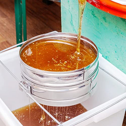 Honey Harvesting Kit Set of 5, Double Sieve Honey Strainer Honey Filter, Frame Holder, Uncapping Knife, Uncapping Fork, Honey Gate