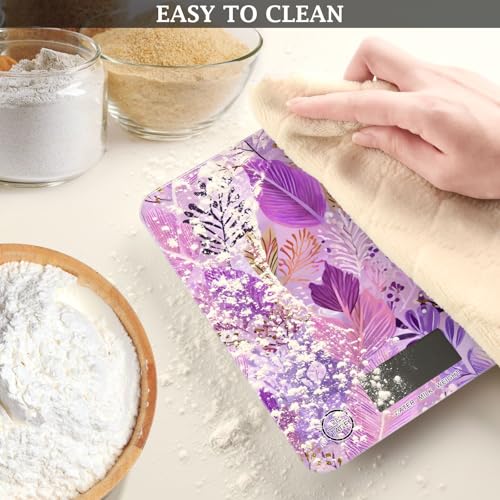 Food Scale Kitchen Scale for Baking Cooking Digital Food Weighing Measuring Scale Small Waterproof Electric Food Scale Boho Pink Leaf - color: Boho Pink Leaf