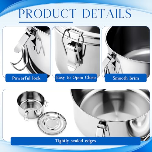 4 Pcs Small Stainless Steel Bento Box Bulk 13 oz Reusable 304 Stainless Steel Food Storage Containers with Lockable Clips to Leak Proof, Dishwasher Safe - size: 13 oz