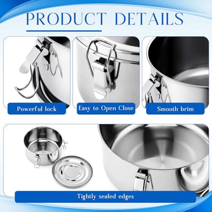 4 Pcs Small Stainless Steel Bento Box Bulk 13 oz Reusable 304 Stainless Steel Food Storage Containers with Lockable Clips to Leak Proof, Dishwasher Safe - size: 13 oz
