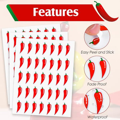 700 Pcs Spicy Stickers, Red Hot Chili Pepper Stickers Waterproof Vinyl Self Adhesive Spicy Level Indicator Labels Grocery Store Food Warning Spicy Labels for Scrapbooking Kids DIY Calendar Crafting