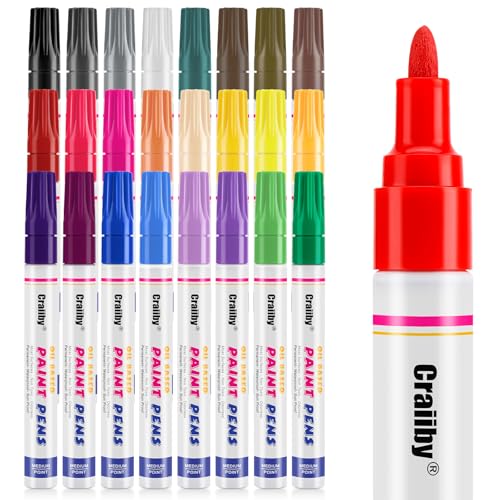 Oil Based Paint Markers, 24 Colors Permanent Paint Pens, Waterproof Quick Dry Paint Marker Set for Rock Painting, Wood, Glass, Metal, Plastic, Canvas, DIY Craft - color: 24 Colors Oil-Based Paint Markers