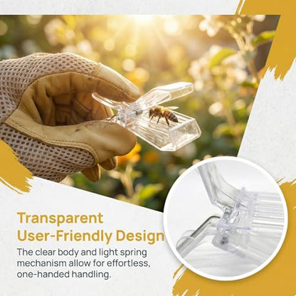 NIIIYTYB Bee Clip 2 Pcs Plastic Bee Queen Clips Transparent Plastic Cage Clips Bee Catchers Trap Box Essential Beekeepers Mark Tool for Rearing Safely Capture Store and Marking Queen Cage