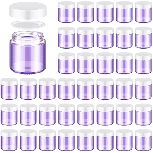 Norme 48 Pcs 4 oz Glass Jars with Lids Leakproof Round Airtight Empty Cosmetic Jars with Inner Liners Lid for Storing Lotions Powder Ointments Making Tins(Light Purple) - color: Light Purple, size: 4 oz