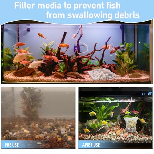 10PCS Aquarium Filter Media Bags with Drawstring Zipper, Reusable Fine Mesh Bags for Activated Carbon, Bio Balls, Ceramic Rings, Substrate, Fish Tank Filter Accessories