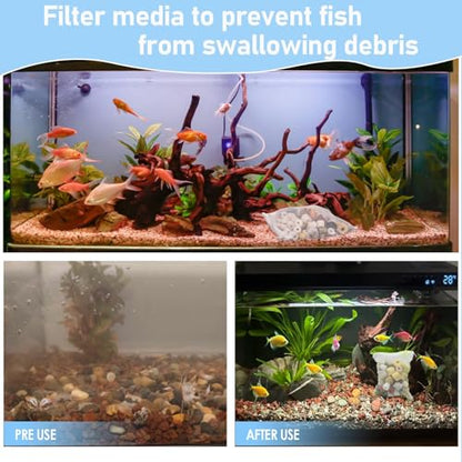 10PCS Aquarium Filter Media Bags with Drawstring Zipper, Reusable Fine Mesh Bags for Activated Carbon, Bio Balls, Ceramic Rings, Substrate, Fish Tank Filter Accessories