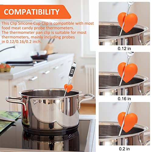 2Pcs Candy Thermometer Pot Clip Holder, Coldairsoap Silicone Non-Scratch Pot Clip, Universal Barbecue Temp Probe to Measure Temperature of Oil, Deep Fryer and Cooking Melting