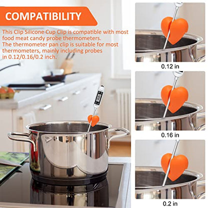2Pcs Candy Thermometer Pot Clip Holder, Coldairsoap Silicone Non-Scratch Pot Clip, Universal Barbecue Temp Probe to Measure Temperature of Oil, Deep Fryer and Cooking Melting