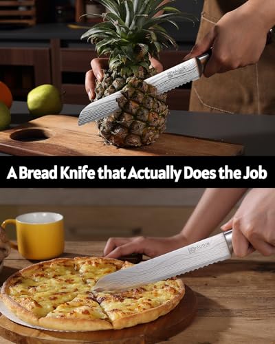 PAUDIN Bread Knife 8", Ultra Sharp Wave Edge - Forged Premium German HC Stainless Steel, Serrated Bread Knife for Homemade Bread and Sourdough Bread, Pakkawood Handle - style: 8 Inch Bread Knife