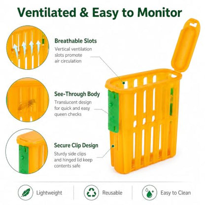 Queen Bee Catcher Cage Plastic Beekeeping Ventilated Clip 10PCS | Queen Bee Catcher Cage, Plastic Beekeeping Clip, Ventilated Design, Secure Grip, Reusable Tool, Set of 10
