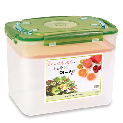 e-jen Premium Kimchi, Sauerkraut Container Probiotic Fermentation with Inner Vacuum Lid (Earthenware Green, 4.4 gal/ 17L) - color: Earthenware Green, size: 4.4 gal