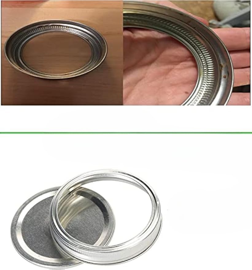 Wide Mouth Canning Lids and Rings Set of 12, Reusable Stainless Steel Mason Jar Lids with Bands for Food Storage, Preserving, Pickling and Fermentation(8.7cm,Silver) - size: 8.7cm