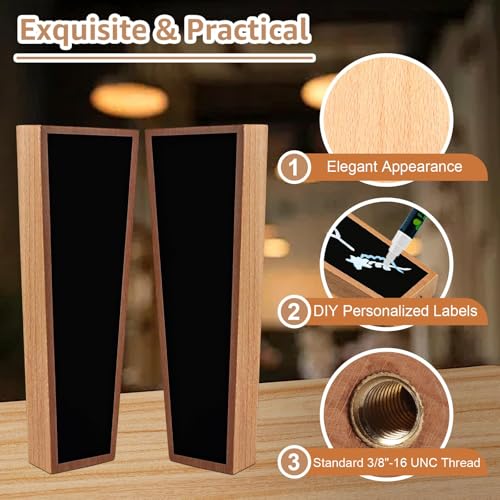 2PCS Wooden Keg Taps Handles Chalkboard Beer Tap Handle Keg Handle for Standard Kegerators Beer Faucets with Pens,Gift for Beer Lovers,Bars,Home Party - size: 2PCS-Classic Wood Handles