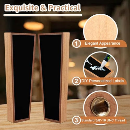 2PCS Wooden Keg Taps Handles Chalkboard Beer Tap Handle Keg Handle for Standard Kegerators Beer Faucets with Pens,Gift for Beer Lovers,Bars,Home Party - size: 2PCS-Classic Wood Handles