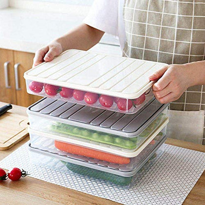Food Storage Containers 11.02×8.85×1.81" Vegetable Organizer with Lid Clear Fridge Crisper Keep Food Fresh Kitchen Organizer Bins (2 x Large) - color: 2-Large
