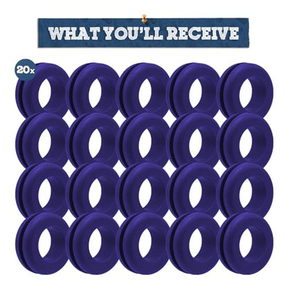 Fermentaholics Indigo Airlock Fermentation Replacement Grommets for Fermenter Lid – 20 Pack: Grommet Fits 1/2 Inch Hole, For Standard 3/8 in Airlocks, Beer, Wine, Cider, Mead, Fermented Foods, & More - color: Indigo