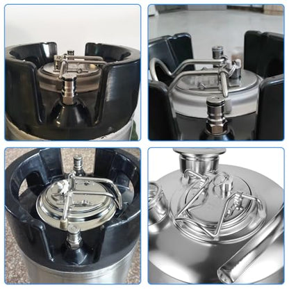 Stainless Steel Corny Keg Carbonation Lid Leak-proof Carbonation Keg Lid for Corny Cornelius Keg Keg Accessories Replacement Parts with Extra Air Valve & Keg Post O-ring Home Brewing Equipment