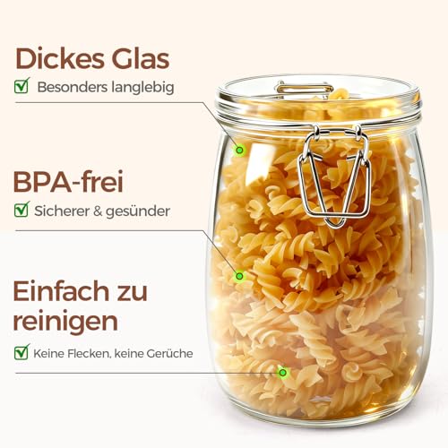 ComSaf 3-Pack 34oz Round Glass Apothecary Jars, Farmhouse Decor for Kitchen Counter Display, Airtight Cookie & Candy Jar for Coffee & Food Storage - size: 34oz*3