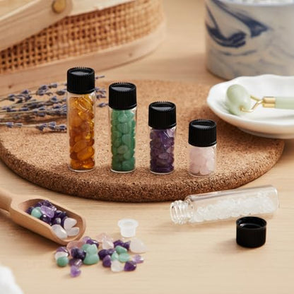Lallisa 100 Pcs 2, 4, 5, 7 ml Glass Vials with Black Screw Caps and Plastic Stoppers, Clear Small Leakproof Bottles Bulk, Mini Liquid Sample Vials for Essential Oils, Sample, DIY Craft - color: Clear with Black Cap, size: 2 ml, 4 ml, 5 ml, 7 ml Set