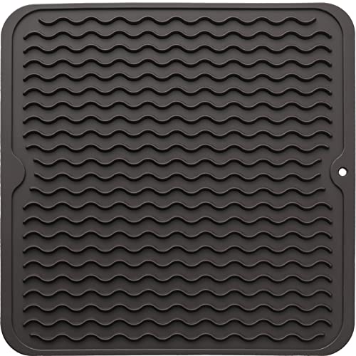 MicoYang Silicone Dish Drying Mat for Multiple Usage,Easy clean,Eco-friendly,Heat-resistant Silicone Mat for Kitchen Counter or Sink,Refrigerator or Drawer liner Coffee M 12 inches x 12 inches - color: Coffee, size: 12"L x 12"W