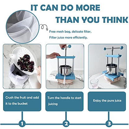 SQUEEZE master Cheese Tincture Herb Fruit Wine Manual Press (0.8 Gallon, Blue) - color: Blue, size: 0.8 Gallon