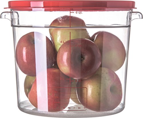Carlisle FoodService Products Storplus Round Food Storage Container with Stackable Design for Catering, Buffets, Restaurants, Polycarbonate (Pc), 6 Quart, Clear