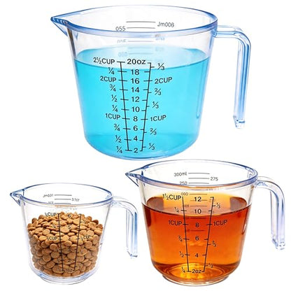 Measuring Cup Set, 3PCS Plastic Liquid Measuring Cups,Includes 150Ml, 300Ml and 600Ml, with Nozzle Handle- Baking, Cooking, Mixing & Liquid/Solid Measuring, Essential Kitchen Tools (Clear) - color: Clear