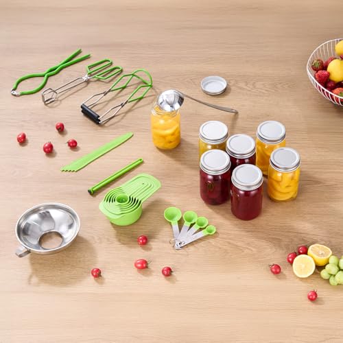 VEVOR Canning Supplies Starter Kit, 9 Pieces Stainless Steel Water Bath Canning Kit for Beginners, Canning Tools Set: Ladle, Measuring Spoon & Cup, Funnel, Tongs, Jar Lifter, Jar Wrench - size: 9PCS