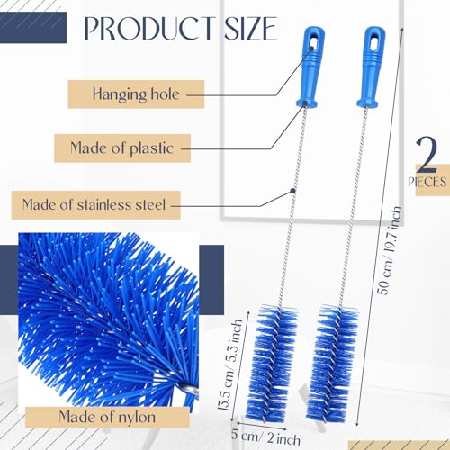 Baderke 2 Pieces Drain Brush Pipe Cleaning Tube Brushes 19.7 Inch Plastic Shower Pipe Flexible Cleaning Tool(Blue,19.7 x 2 Inch) - color: Blue, size: 19.7 x 2 Inch