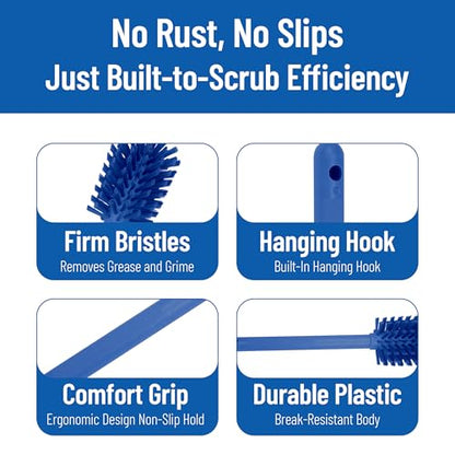 SPARTA Large Water Bottle Brush Ideal for Wide-Mouth Jars, Bottles and Tumblers, Dishwashing Tool with Handle for Home and Commercial Kitchens, Plastic, 12 Inches, Blue - color: Yellow