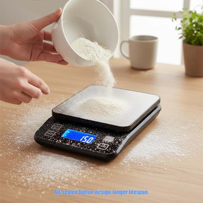 Waterproof Digital Kitchen Scale 0.001oz/0.1g Precision, Stainless Steel Electronic Scale with 3 Power Options (Rechargeable/AAA/Built-in), 10 Units Conversion, Smart Standby, 22lb/10kg Capacity - size: 22lb