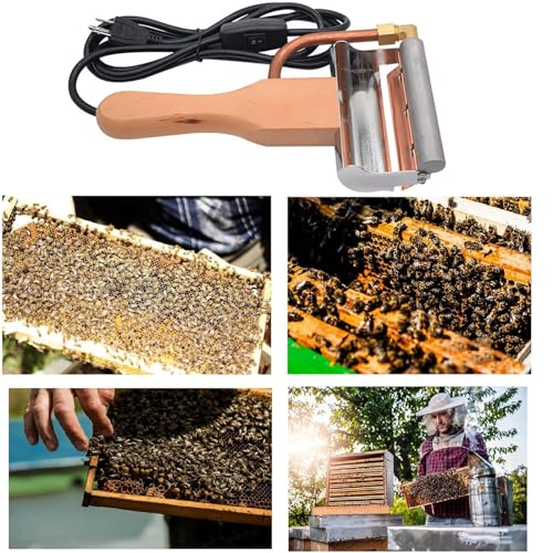 Electric Hot Uncapping Knife, Honey Uncapping Cutter Tool with Wooden Insulated Handle, Stainless Steel Body Material, Easy to Conduct Heat and Clean, Keep Higher Honey Yield, for Beekeeping