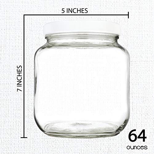 kitchentoolz Half Gallon Mason Jar - Wide Mouth 1/2 Gallon Glass Jar with Lid - Airtight Glass Storage Containers with Lid Fermenting, Canning, and Dry Storage - Made in USA