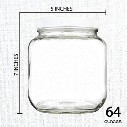 kitchentoolz Half Gallon Mason Jar - Wide Mouth 1/2 Gallon Glass Jar with Lid - Airtight Glass Storage Containers with Lid Fermenting, Canning, and Dry Storage - Made in USA